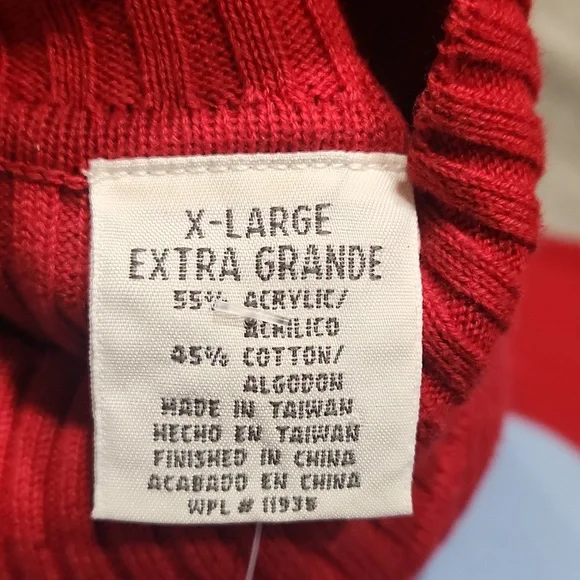Vintage St Johns Bay Mockneck Red Embroidered Chinky Knit - Picture 5 of 7
